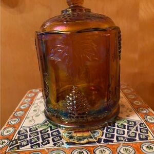 Indiana Glass Amber Iridescent Canister